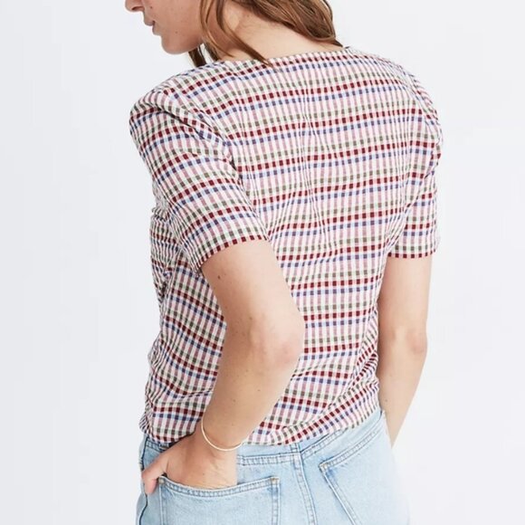 Madewell Tie Front Rainbow Ginham Check - Picture 3 of 7